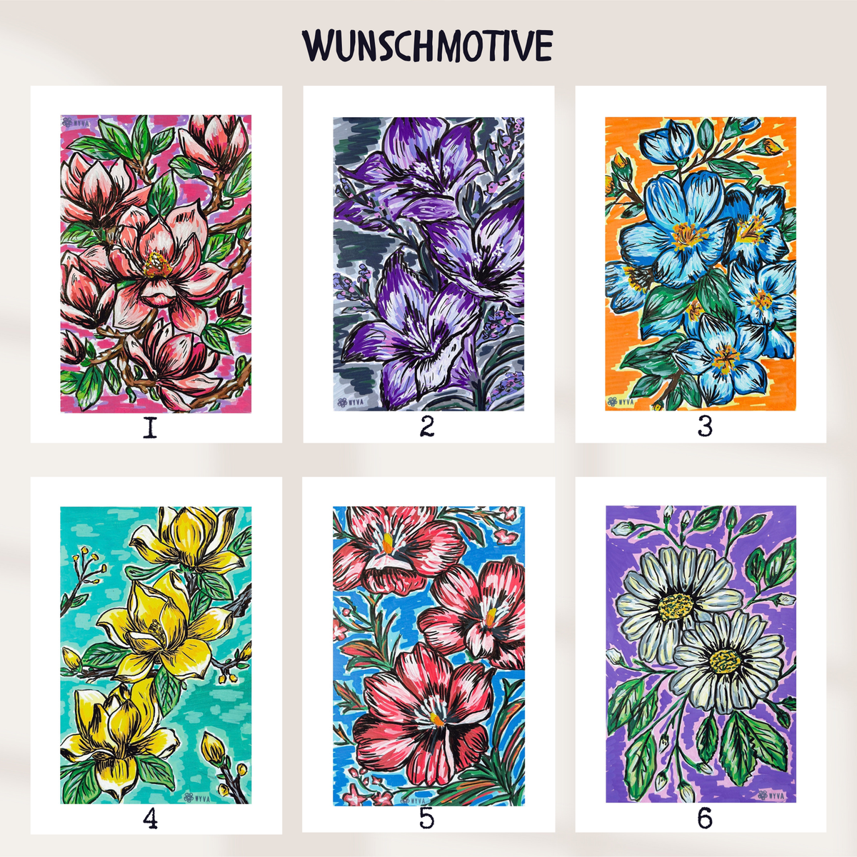 Blumen - Mini Art Prints (A6)
